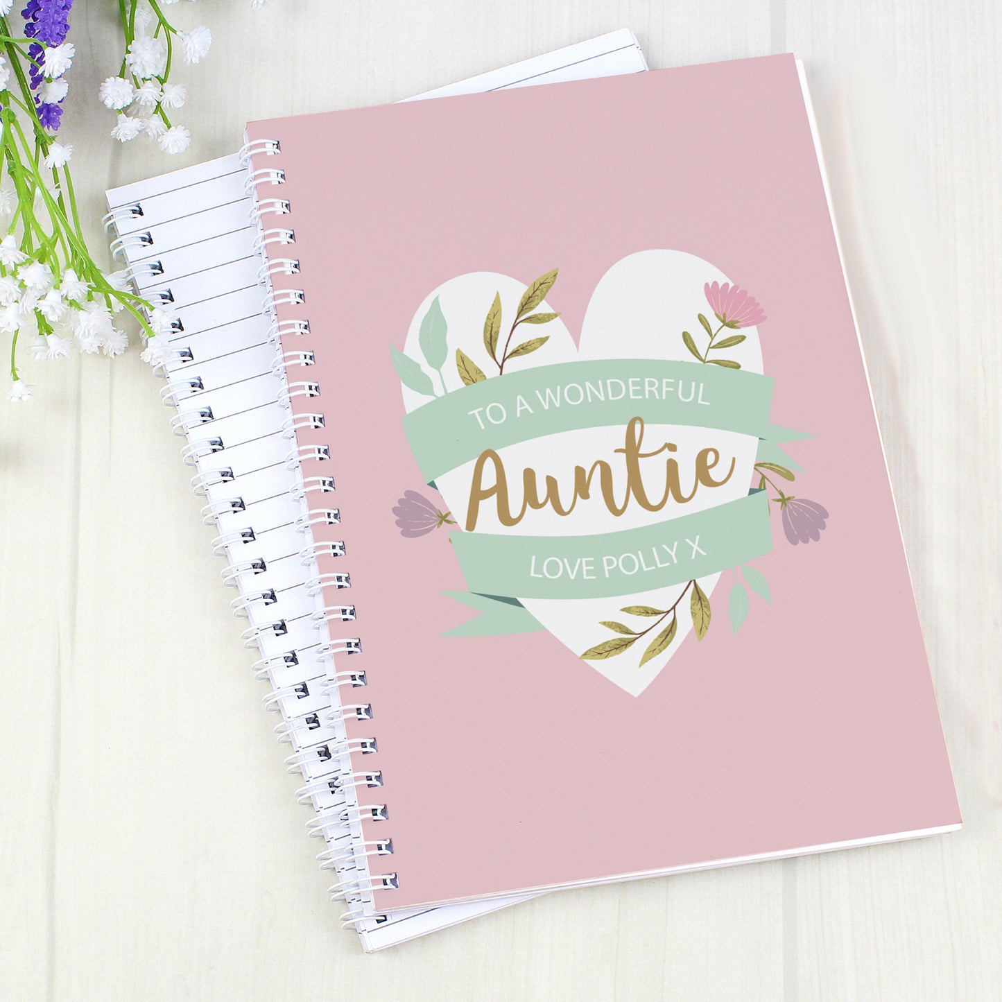 Personalised Floral Heart A5 Notebook - Personalise It!