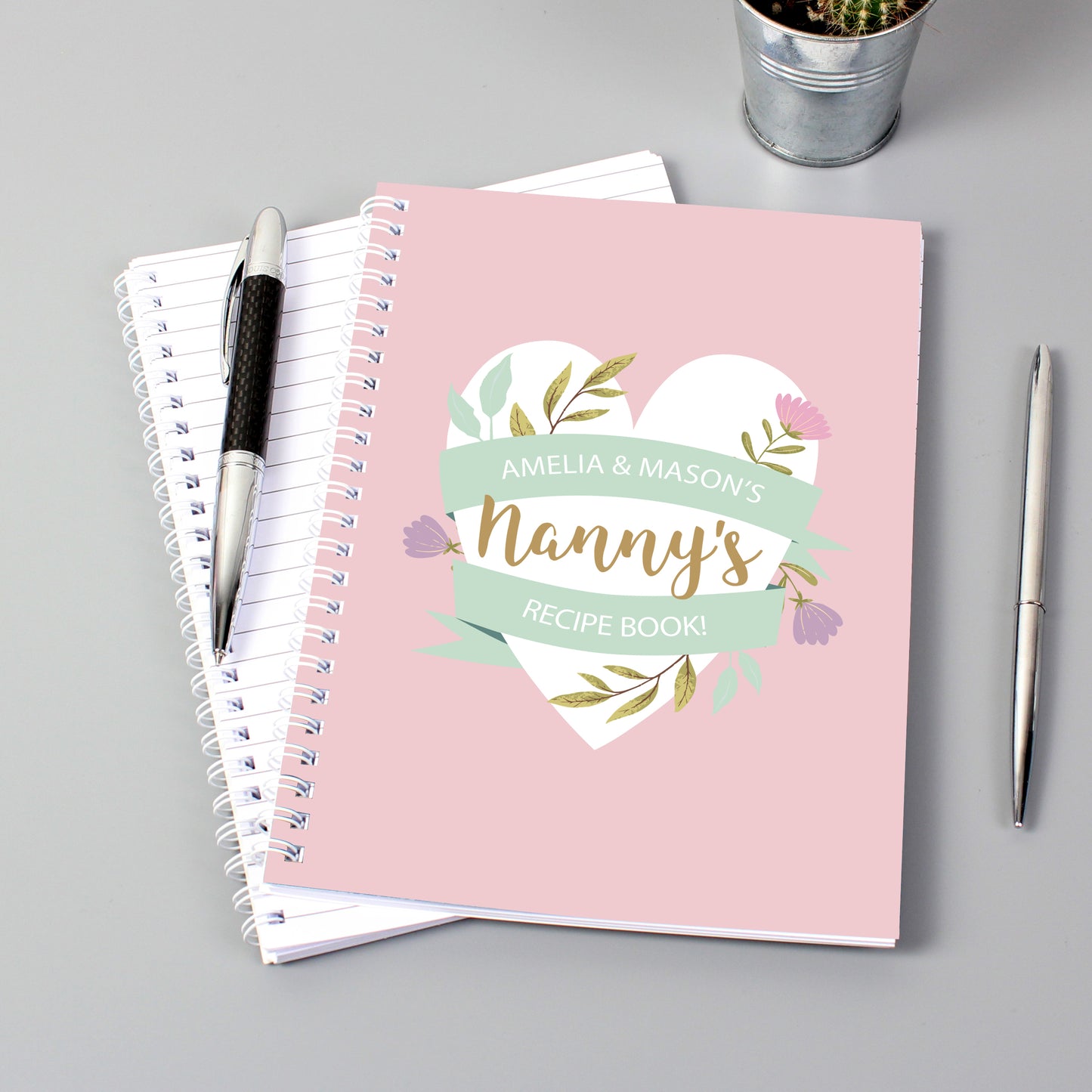 Personalised Floral Heart A5 Notebook - Personalise It!