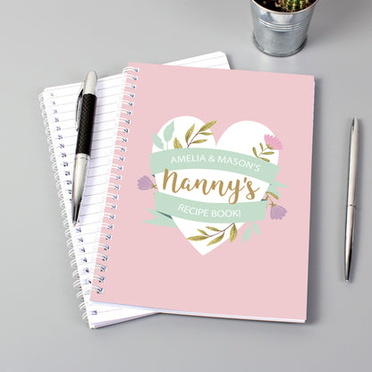 Personalised Floral Heart A5 Notebook - Personalise It!