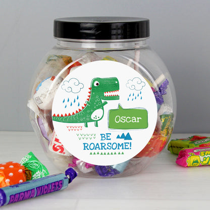 Personalised 'Be Roarsome' Dinosaur Sweet Jar - Personalise It!