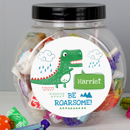 Personalised 'Be Roarsome' Dinosaur Sweet Jar - Personalise It!