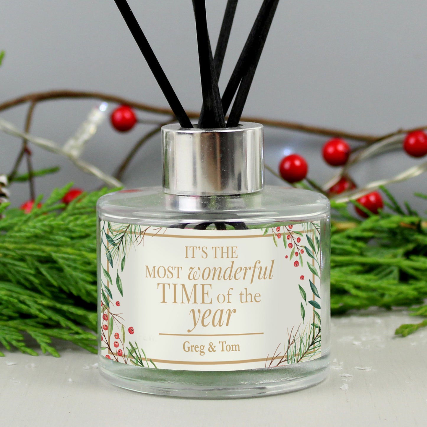 Personalised 'Wonderful Time of The Year' Christmas Reed Diffuser - Personalise It!