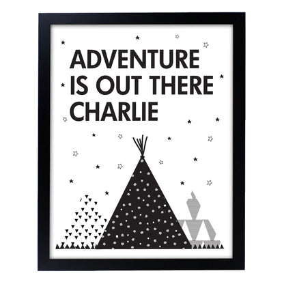 Personalised Adventure Is Out There Black Framed Print - Personalise It!