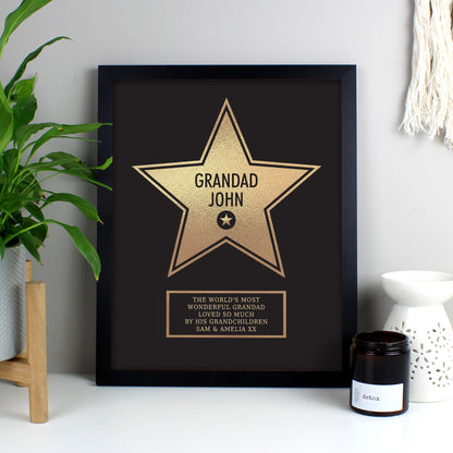 Personalised Walk of Fame Star Award Black Framed Print - Personalise It!