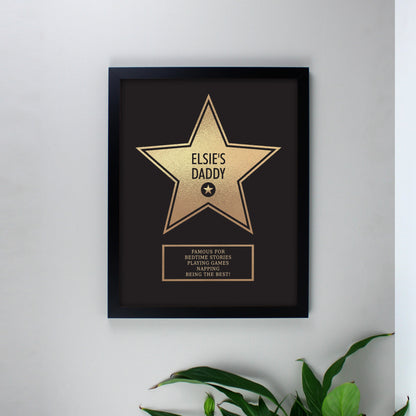 Personalised Walk of Fame Star Award Black Framed Print - Personalise It!