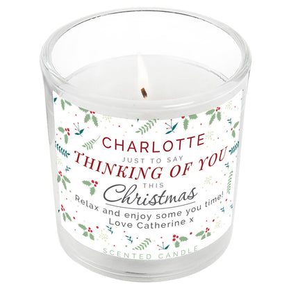 Personalised Thinking of You Christmas Scented Jar Candle - Personalise It!
