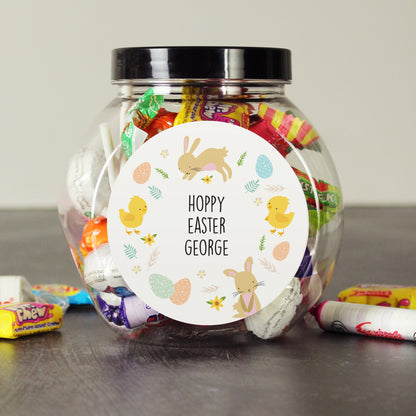 Personalised Easter Bunny & Chick Sweets Jar - Personalise It!
