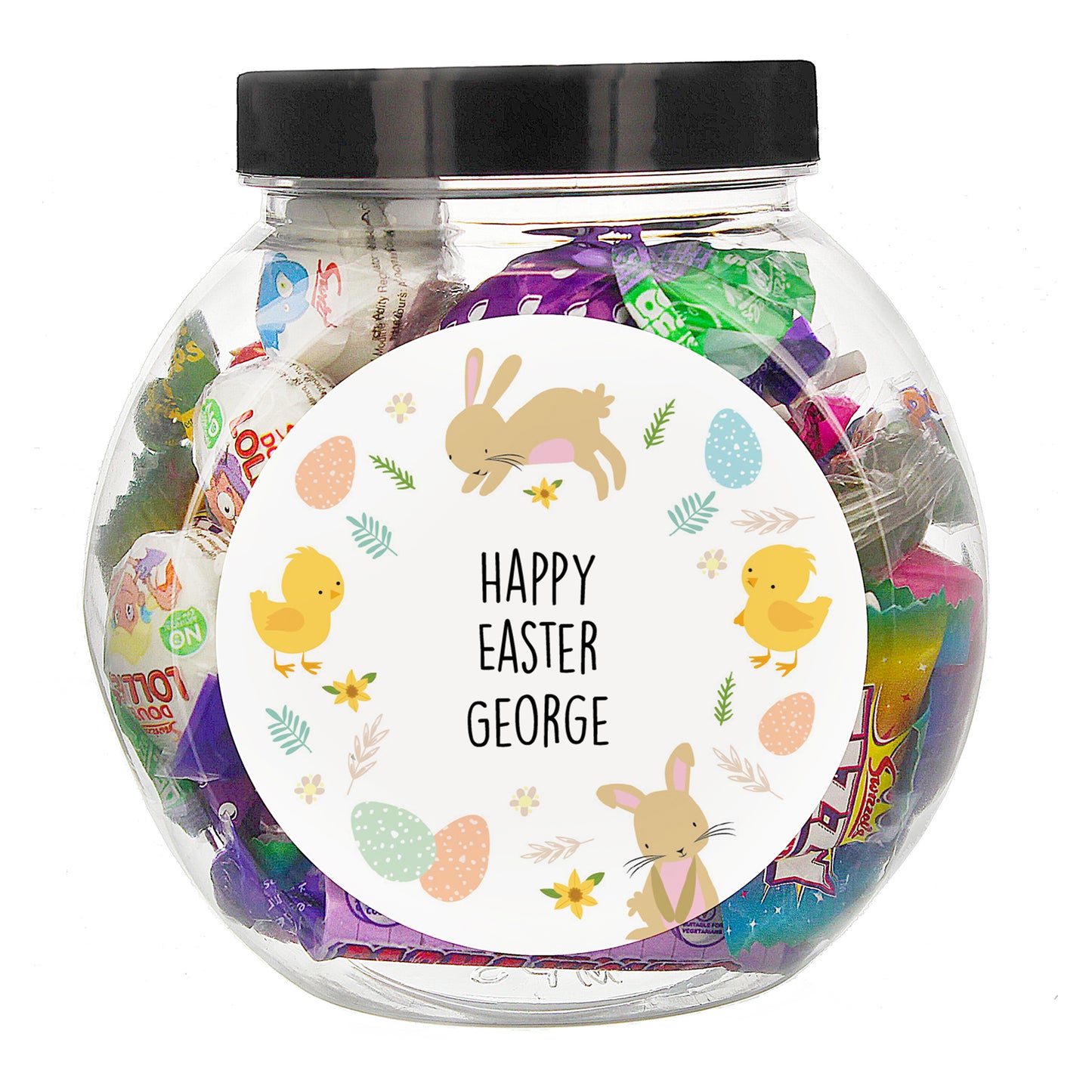 Personalised Easter Bunny & Chick Sweets Jar - Personalise It!