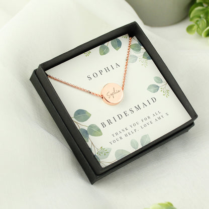 Personalised Botanical Sentiment Gold Tone Necklace and Box - Personalise It!