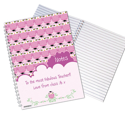 Personalised Miss Owl Teacher A5 Notebook - Personalise It!