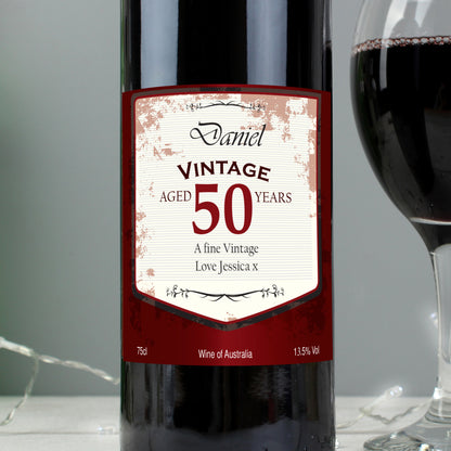 Personalised Red Wine Vintage Age Label - Personalise It!