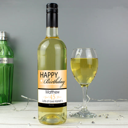 Personalised Happy Birthday White Wine - Personalise It!