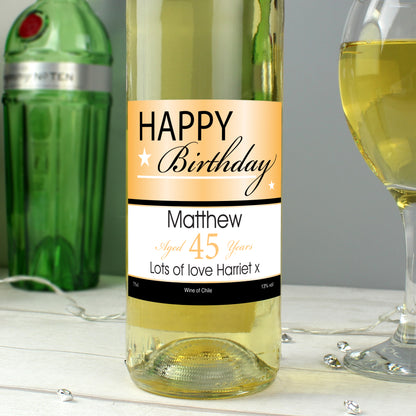 Personalised Happy Birthday White Wine - Personalise It!