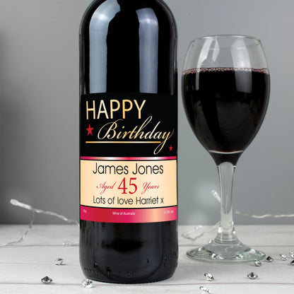 Personalised Happy Birthday Red Wine - Personalise It!