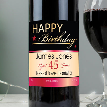 Personalised Happy Birthday Red Wine - Personalise It!