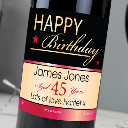 Personalised Happy Birthday Red Wine - Personalise It!