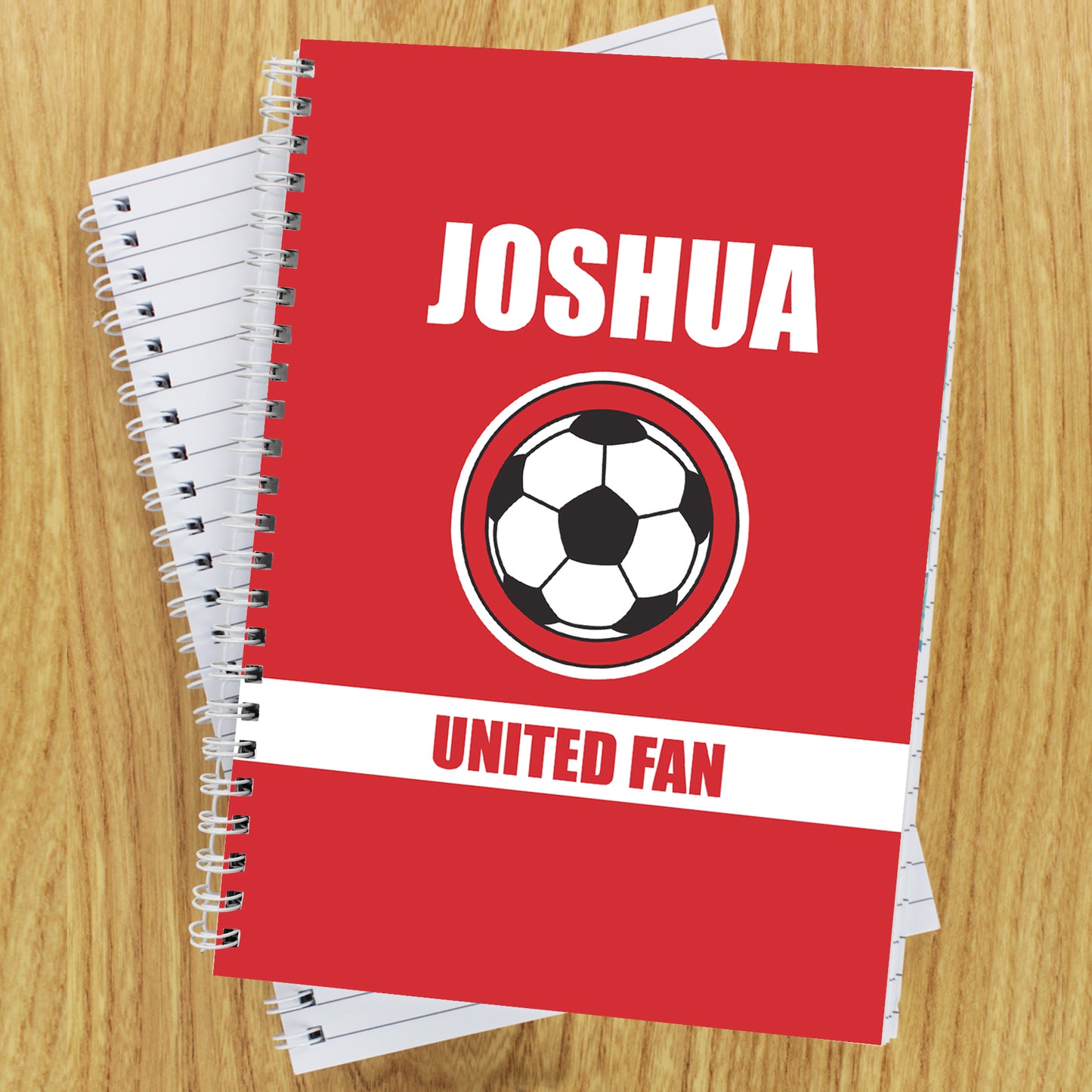 Personalised Red Football Fan A5 Notebook - Personalise It!
