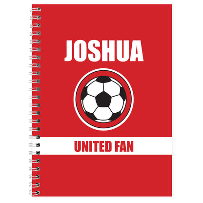 Personalised Red Football Fan A5 Notebook - Personalise It!