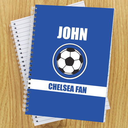 Personalised Dark Blue Football Fan A5 Notebook - Personalise It!
