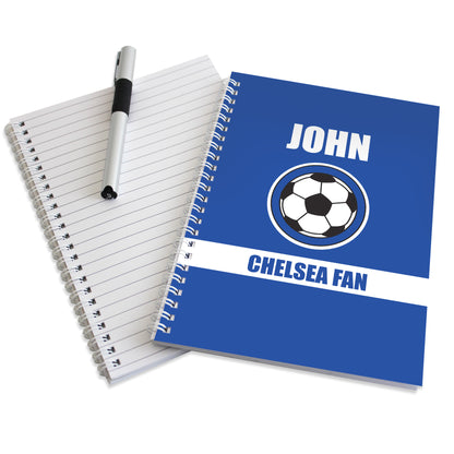 Personalised Dark Blue Football Fan A5 Notebook - Personalise It!