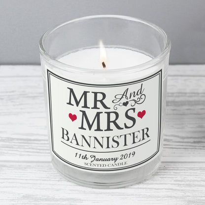 Personalised Mr & Mrs Scented Jar Candle - Personalise It!