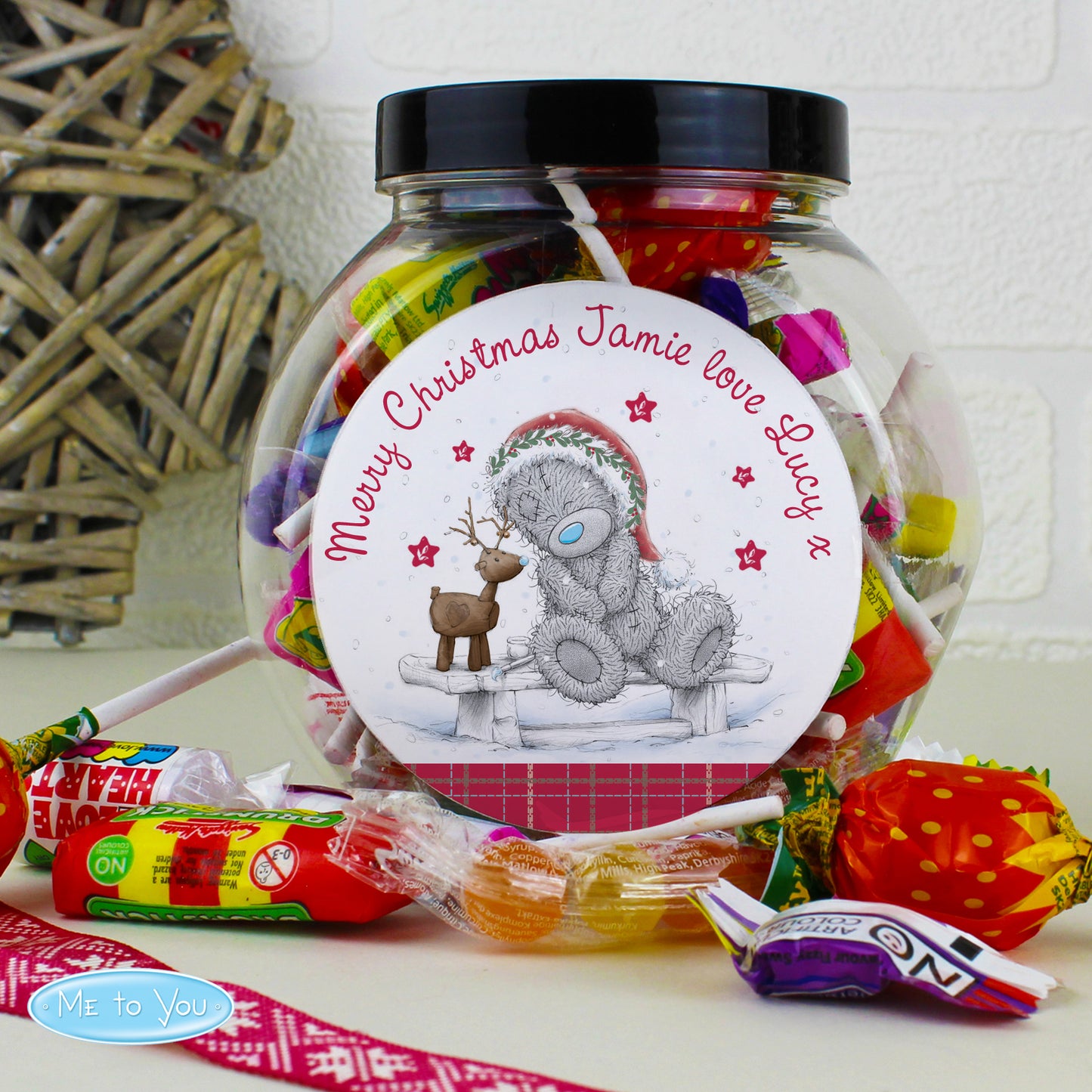 Personalised Me To You Reindeer Sweet Jar - Personalise It!