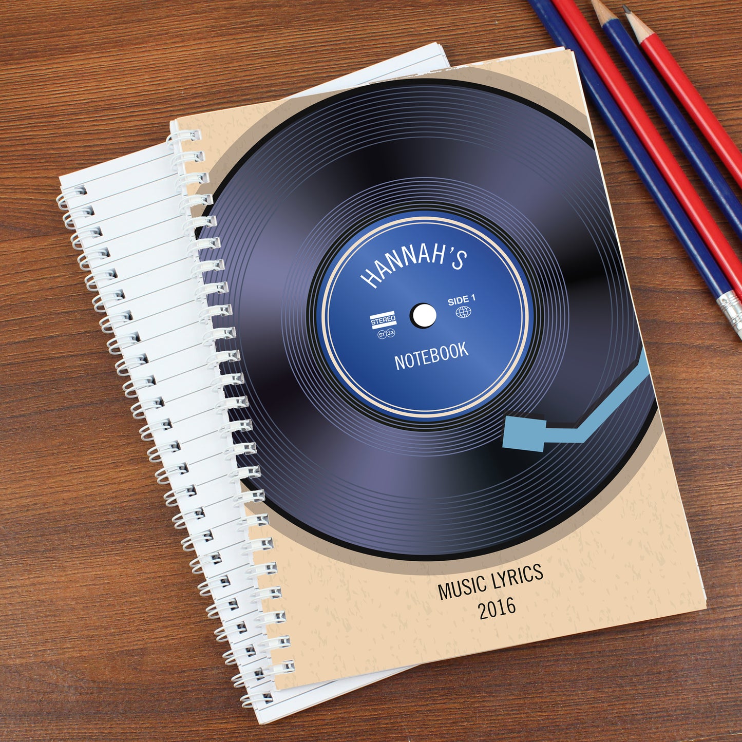 Personalised Retro Vinyl A5 Notebook - Personalise It!