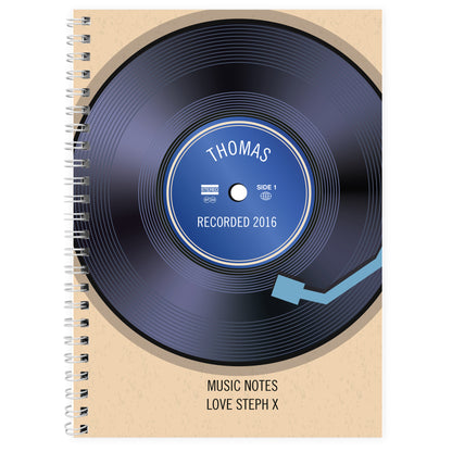 Personalised Retro Vinyl A5 Notebook - Personalise It!