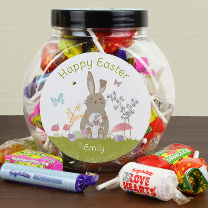 Personalised Easter Meadow Bunny Sweets Jar - Personalise It!