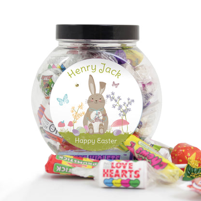 Personalised Easter Meadow Bunny Sweets Jar - Personalise It!