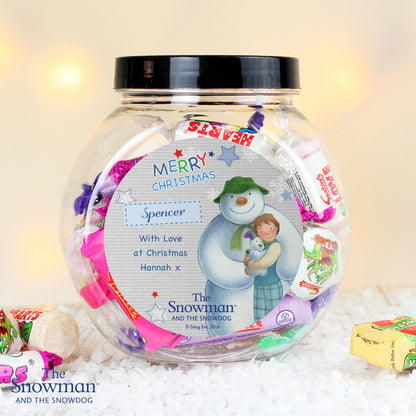 Personalised The Snowman and the Snowdog Blue Sweet Jar - Personalise It!