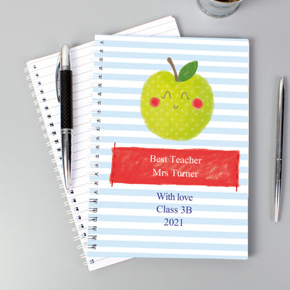 Personalised Apple for the Teacher A5 Notebook - Personalise It!