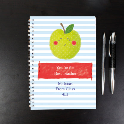Personalised Apple for the Teacher A5 Notebook - Personalise It!