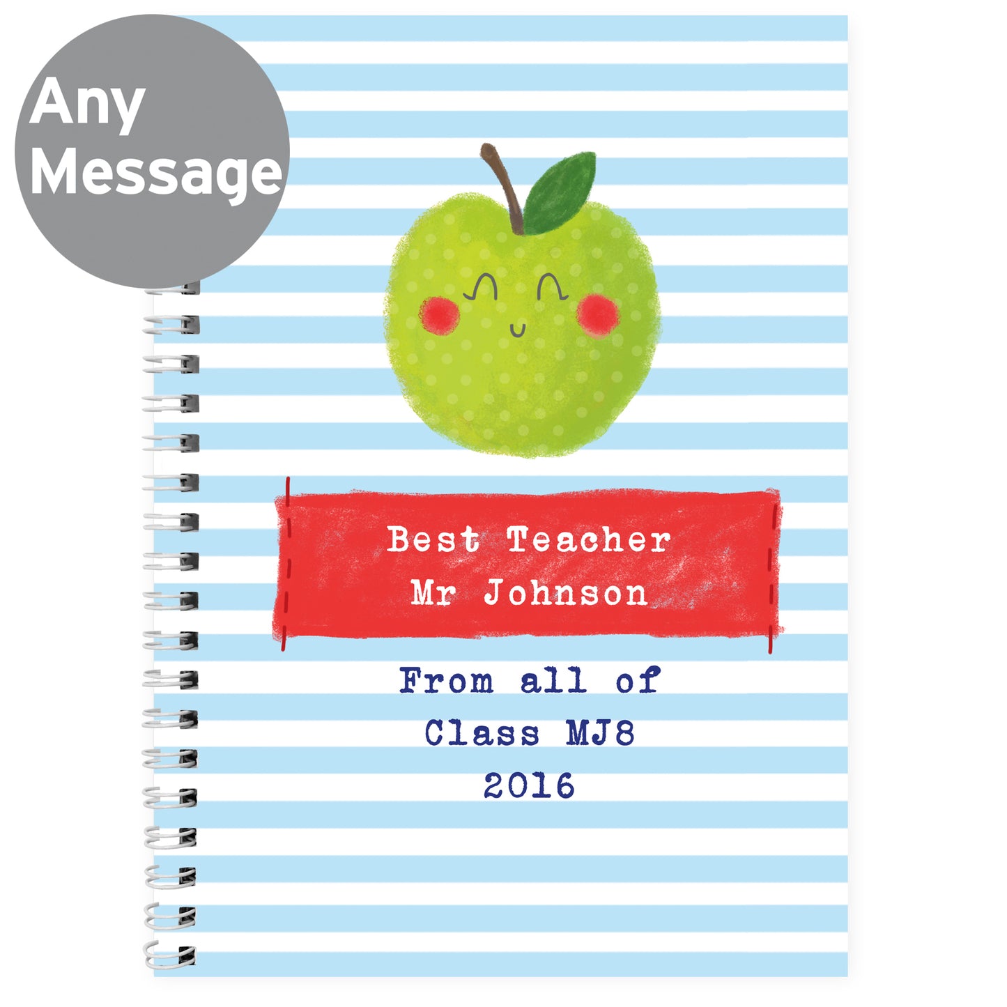 Personalised Apple for the Teacher A5 Notebook - Personalise It!