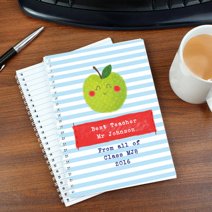 Personalised Apple for the Teacher A5 Notebook - Personalise It!