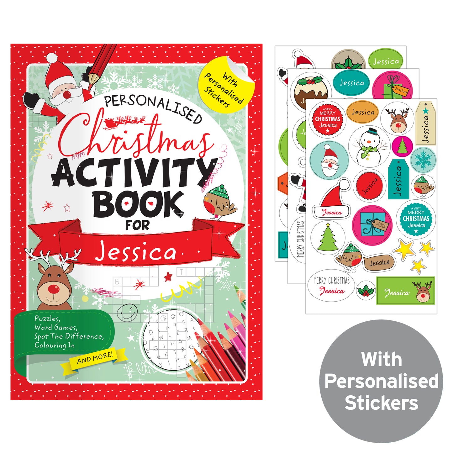Personalised Christmas Activity Book with Stickers - Personalise It!