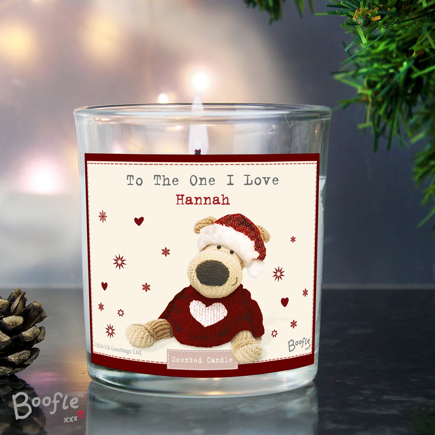 Personalised Boofle Christmas Love Scented Jar Candle - Personalise It!