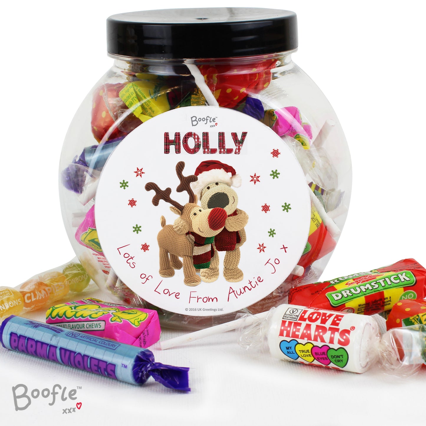 Personalised Boofle Christmas Reindeer Sweet Jar - Personalise It!