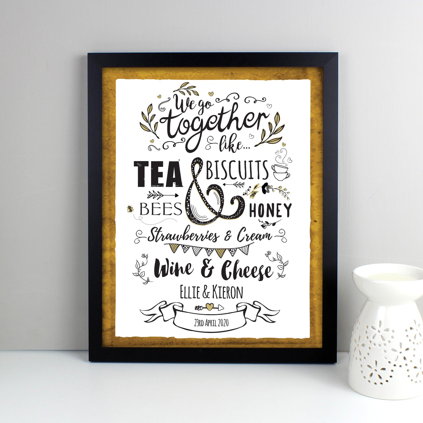 Personalised We Go Together Like... Black Framed Print - Personalise It!