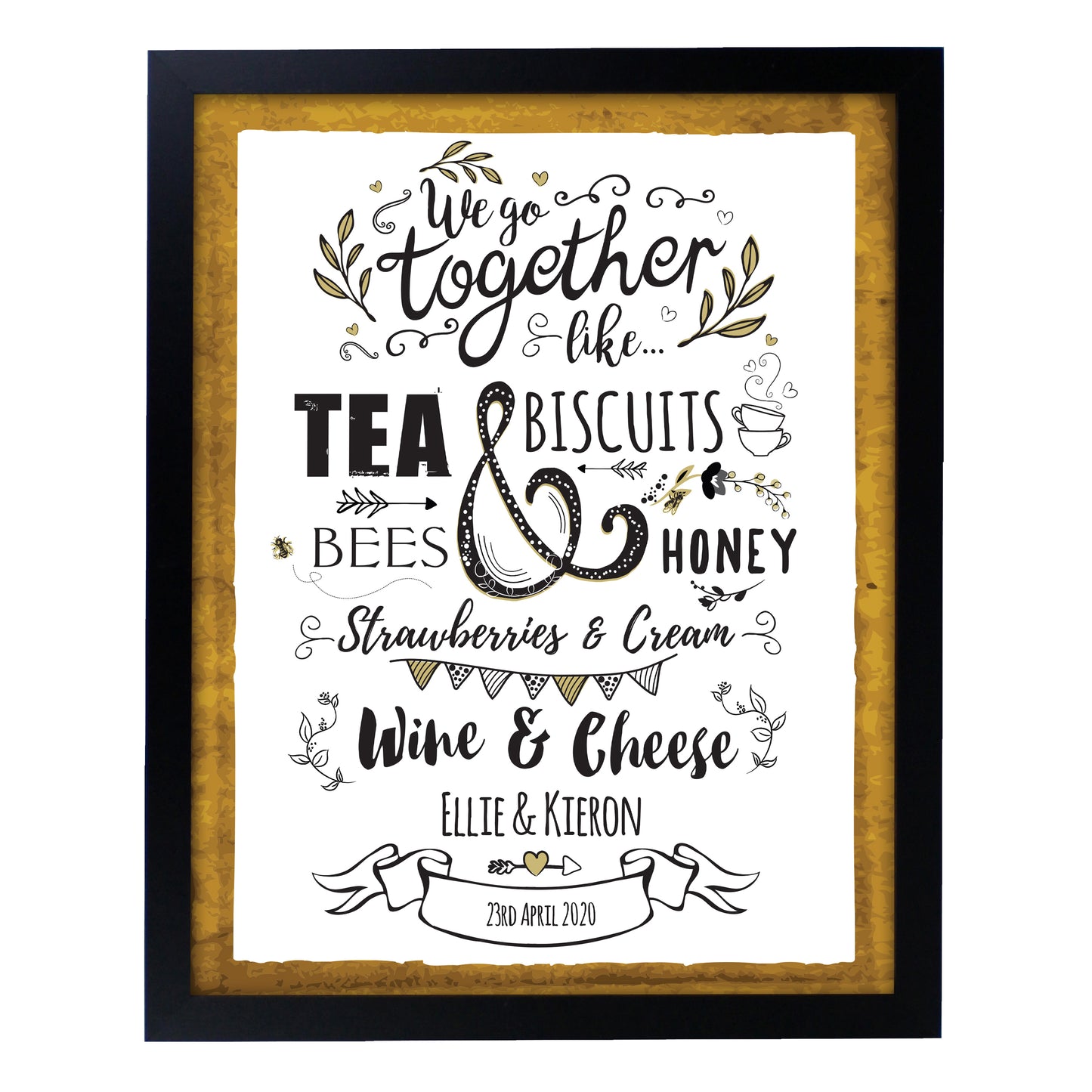 Personalised We Go Together Like... Black Framed Print - Personalise It!