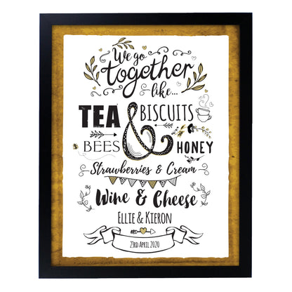 Personalised We Go Together Like... Black Framed Print - Personalise It!