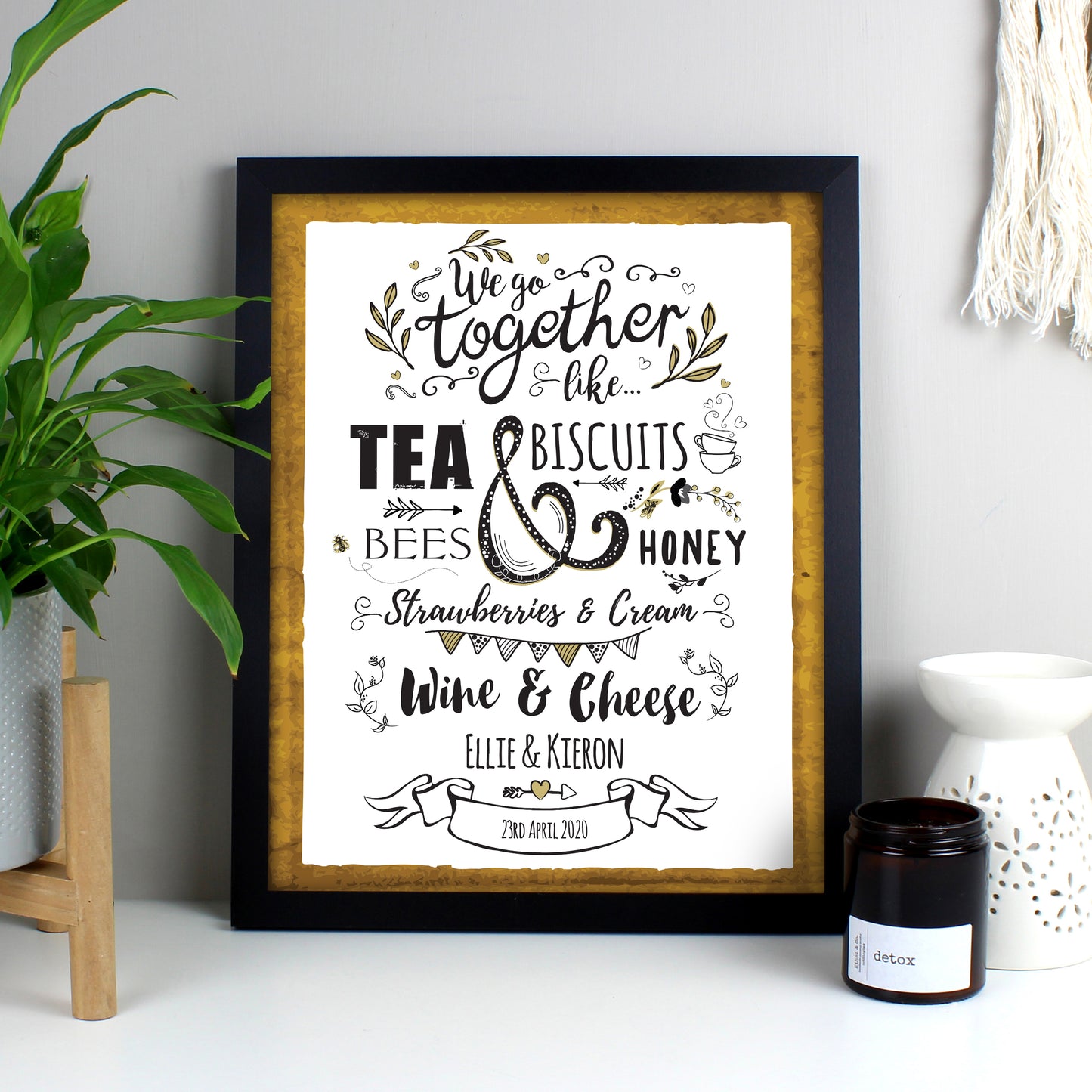 Personalised We Go Together Like... Black Framed Print - Personalise It!