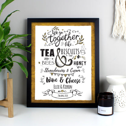 Personalised We Go Together Like... Black Framed Print - Personalise It!