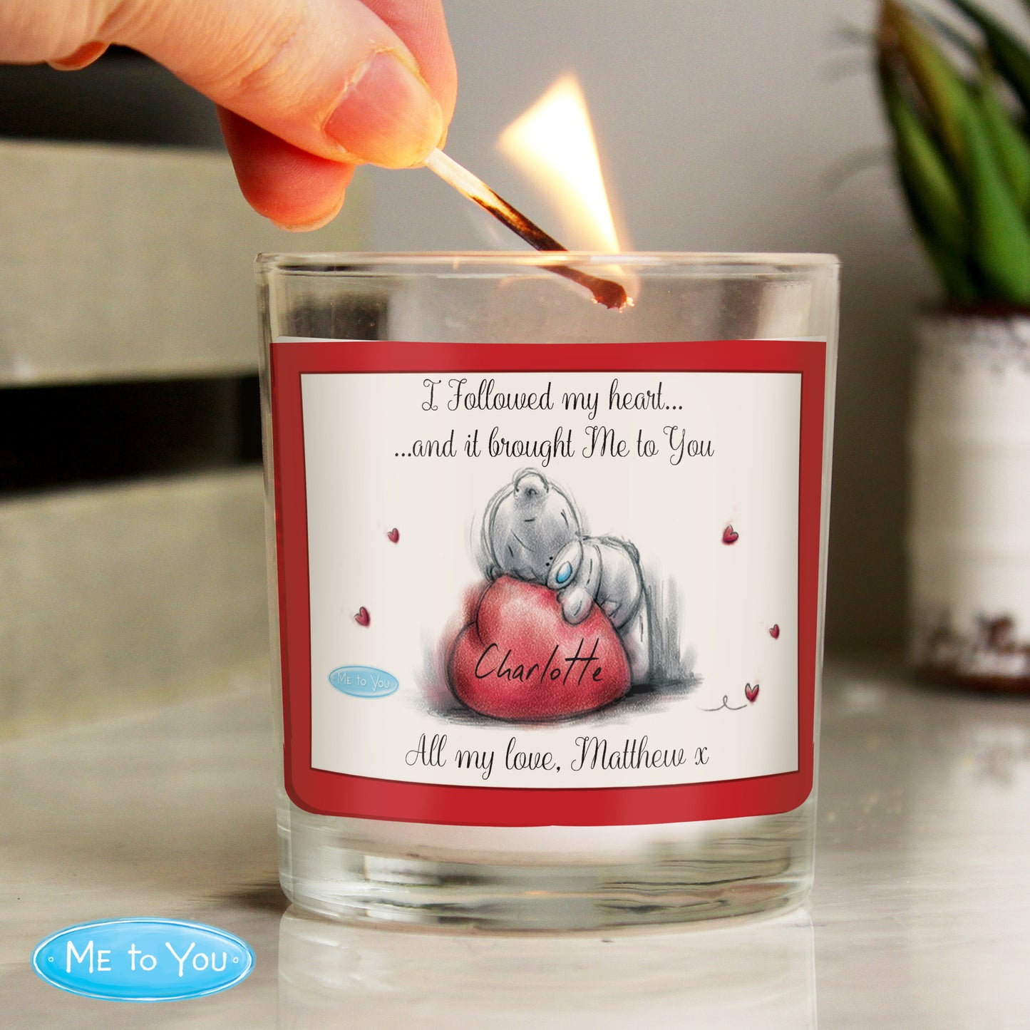 Personalised Me To You Heart Scented Jar Candle - Personalise It!