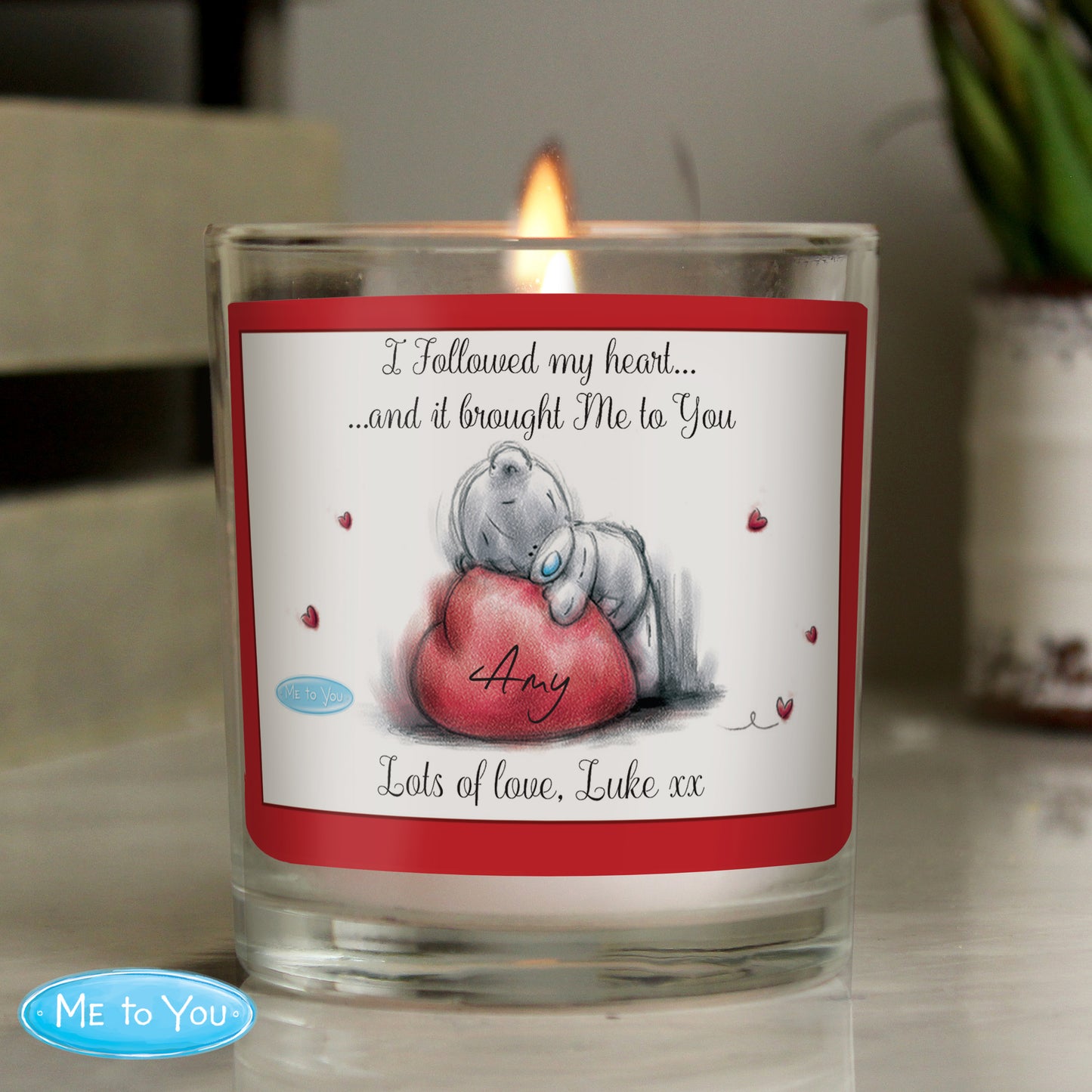 Personalised Me To You Heart Scented Jar Candle - Personalise It!