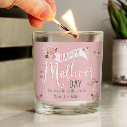 Personalised Floral Bouquet Mother's Day Scented Jar Candle - Personalise It!