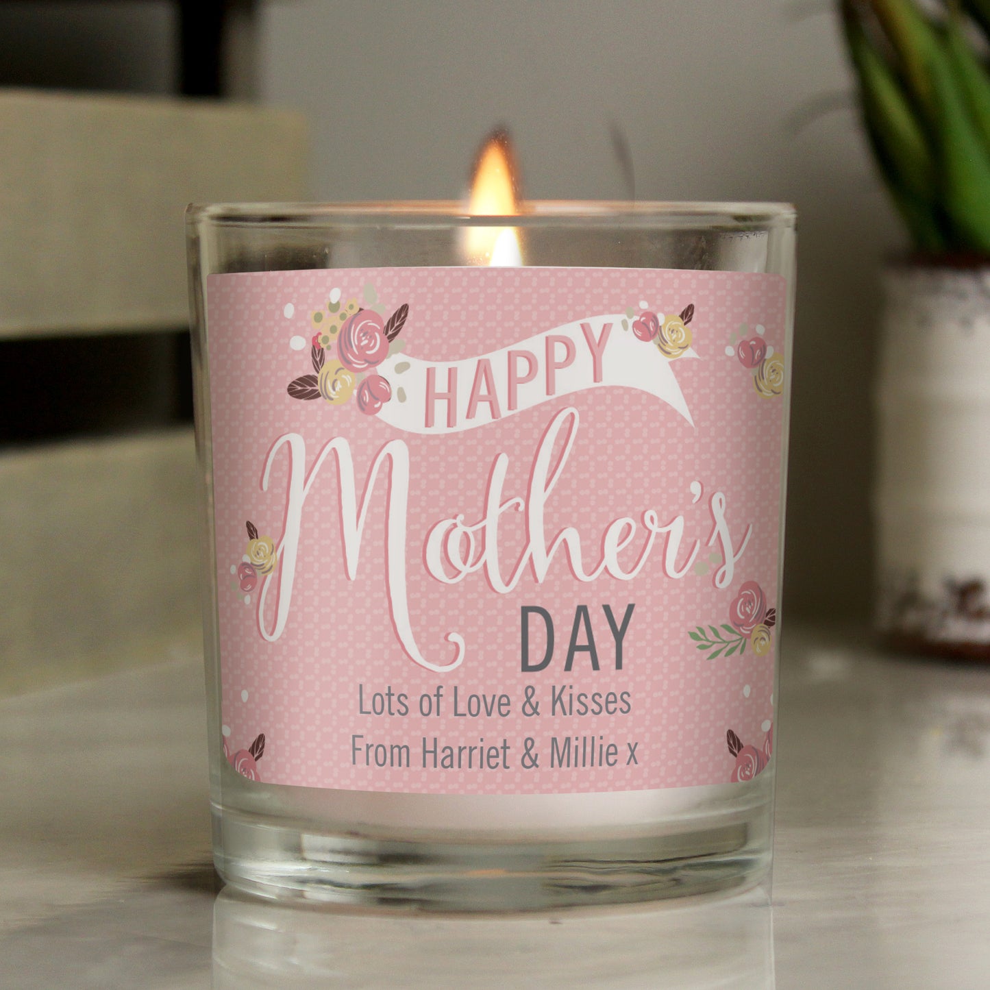 Personalised Floral Bouquet Mother's Day Scented Jar Candle - Personalise It!