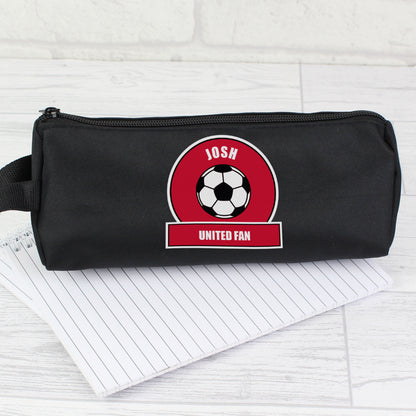 Personalised Red Football Fan Pencil Case - Personalise It!