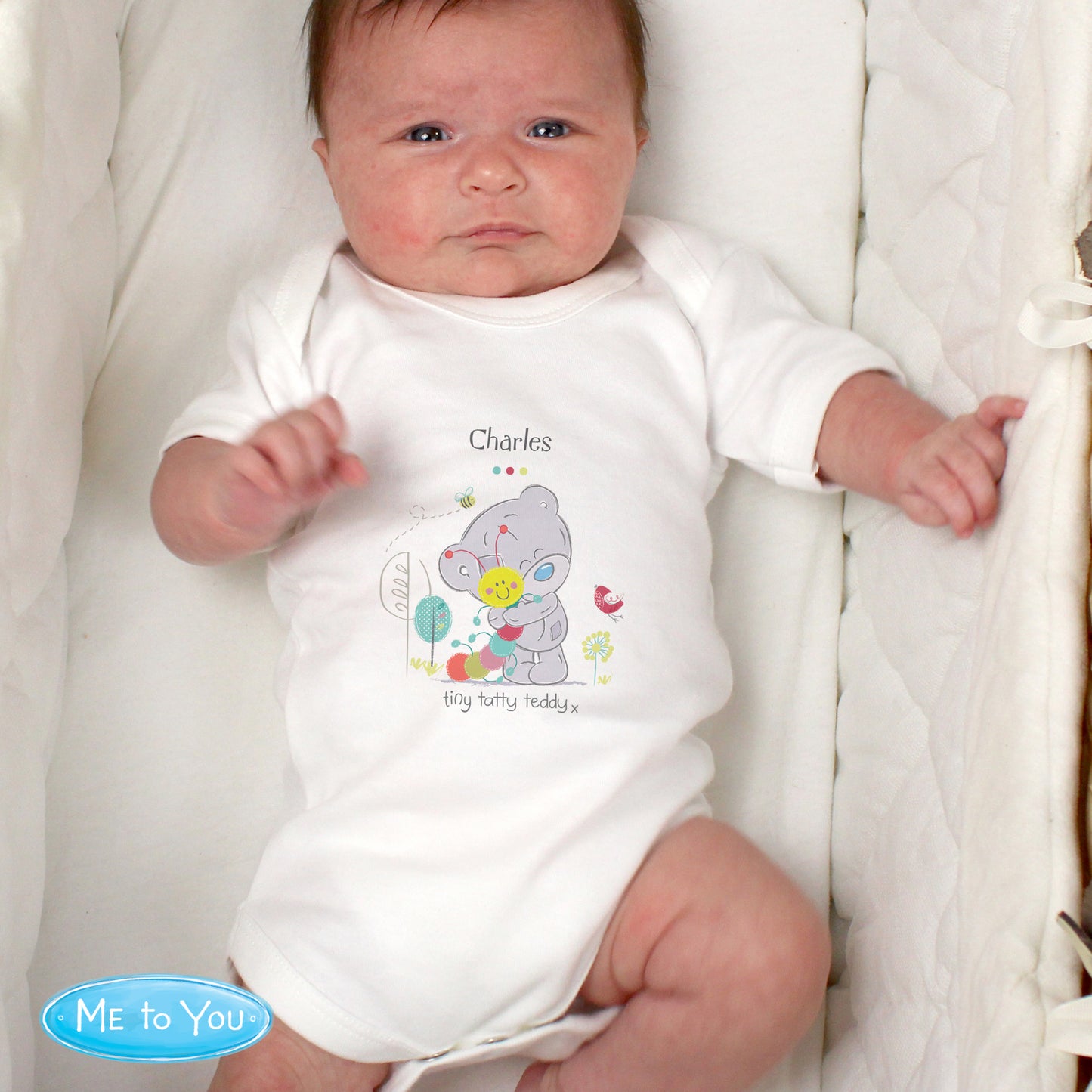 Personalised Tiny Tatty Teddy Cuddle Bug 0-3 Months Baby Vest - Personalise It!