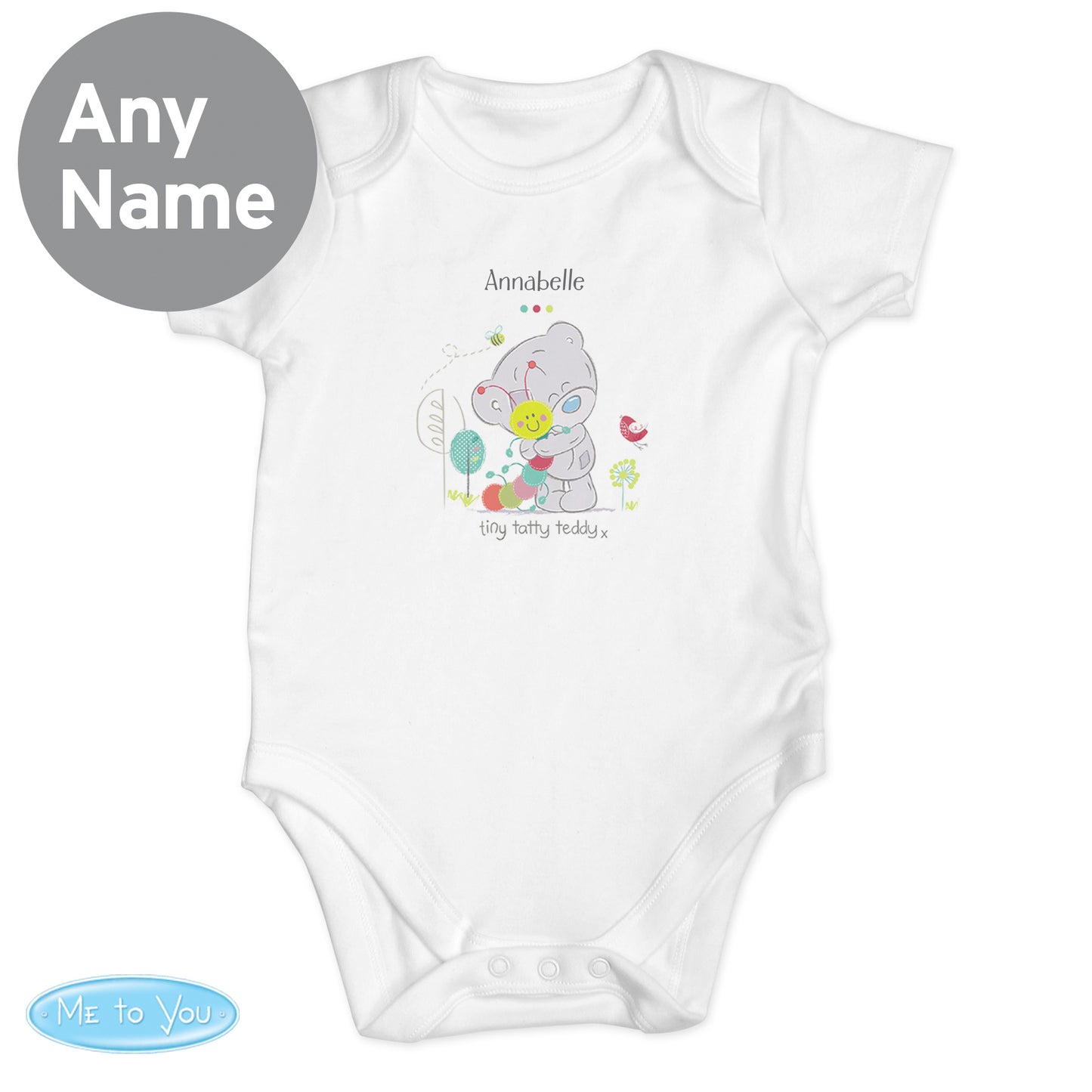 Personalised Tiny Tatty Teddy Cuddle Bug 0-3 Months Baby Vest - Personalise It!